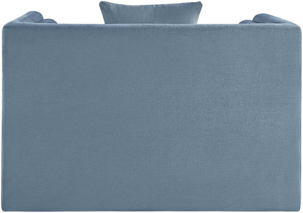 Meridian Furniture Everett Accent Chair with Plush Cushioning and Solid Wood Frame for Modern Living Spaces Light Blue Chenille Fabric 44068LtBlu-C