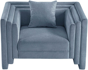 Meridian Furniture Everett Accent Chair with Plush Cushioning and Solid Wood Frame for Modern Living Spaces Light Blue Chenille Fabric 44068LtBlu-C