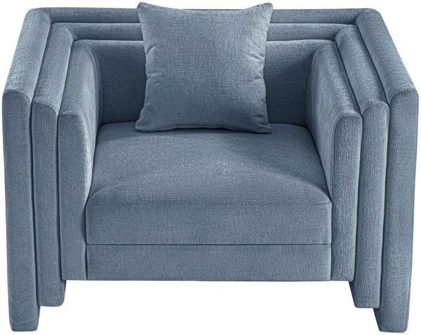 Meridian Furniture Everett Accent Chair with Plush Cushioning and Solid Wood Frame for Modern Living Spaces Light Blue Chenille Fabric 44068LtBlu-C