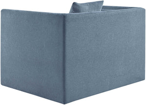 Meridian Furniture Everett Accent Chair with Plush Cushioning and Solid Wood Frame for Modern Living Spaces Light Blue Chenille Fabric 44068LtBlu-C