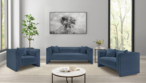 Meridian Furniture Everett Accent Chair with Plush Cushioning and Solid Wood Frame for Modern Living Spaces Light Blue Chenille Fabric 44068LtBlu-C