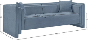 Meridian Furniture Everett Plush Chenille Upholstered Sofa with Contemporary Silhouette for Living Rooms 44068LtBlu-S