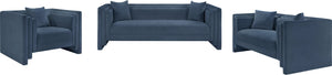 Meridian Furniture Everett Plush Chenille Upholstered Sofa with Contemporary Silhouette for Living Rooms 44068LtBlu-S