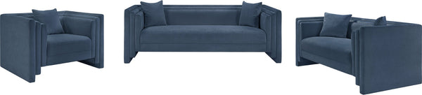 Meridian Furniture Everett Plush Chenille Upholstered Sofa with Contemporary Silhouette for Living Rooms 44068LtBlu-S