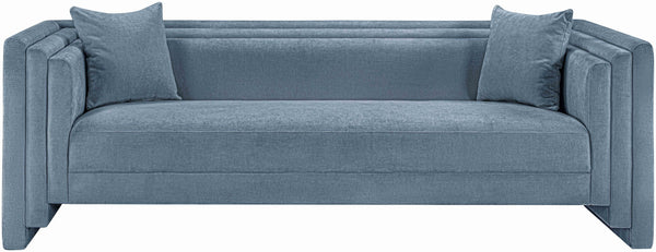 Meridian Furniture Everett Plush Chenille Upholstered Sofa with Contemporary Silhouette for Living Rooms 44068LtBlu-S