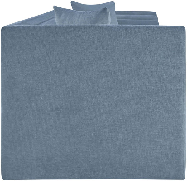Meridian Furniture Everett Plush Chenille Upholstered Sofa with Contemporary Silhouette for Living Rooms 44068LtBlu-S