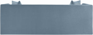 Meridian Furniture Everett Plush Chenille Upholstered Sofa with Contemporary Silhouette for Living Rooms 44068LtBlu-S