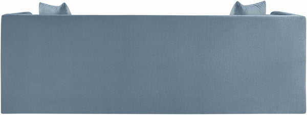 Meridian Furniture Everett Plush Chenille Upholstered Sofa with Contemporary Silhouette for Living Rooms 44068LtBlu-S