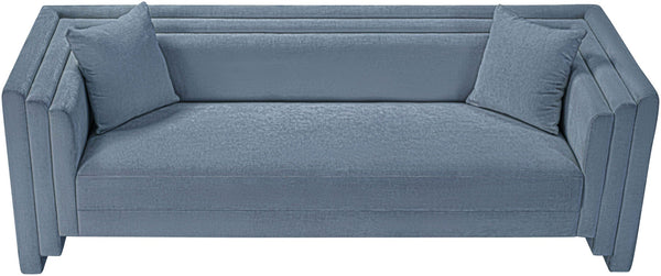 Meridian Furniture Everett Plush Chenille Upholstered Sofa with Contemporary Silhouette for Living Rooms 44068LtBlu-S