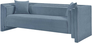 Meridian Furniture Everett Plush Chenille Upholstered Sofa with Contemporary Silhouette for Living Rooms 44068LtBlu-S