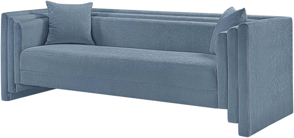 Meridian Furniture Everett Plush Chenille Upholstered Sofa with Contemporary Silhouette for Living Rooms 44068LtBlu-S