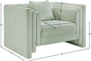 Meridian Furniture Everett Accent Chair with Plush Cushioning and Solid Wood Frame for Modern Living Spaces Mint Chenille Fabric 44068Mint-C