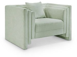 Meridian Furniture Everett Accent Chair with Plush Cushioning and Solid Wood Frame for Modern Living Spaces Mint Chenille Fabric 44068Mint-C