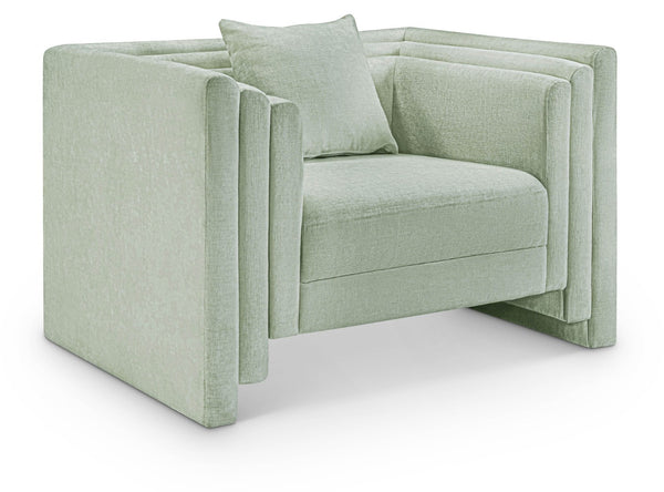 Meridian Furniture Everett Accent Chair with Plush Cushioning and Solid Wood Frame for Modern Living Spaces Mint Chenille Fabric 44068Mint-C