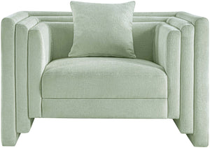 Meridian Furniture Everett Accent Chair with Plush Cushioning and Solid Wood Frame for Modern Living Spaces Mint Chenille Fabric 44068Mint-C