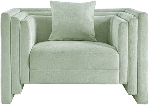 Meridian Furniture Everett Accent Chair with Plush Cushioning and Solid Wood Frame for Modern Living Spaces Mint Chenille Fabric 44068Mint-C