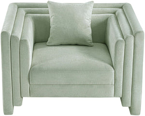 Meridian Furniture Everett Accent Chair with Plush Cushioning and Solid Wood Frame for Modern Living Spaces Mint Chenille Fabric 44068Mint-C