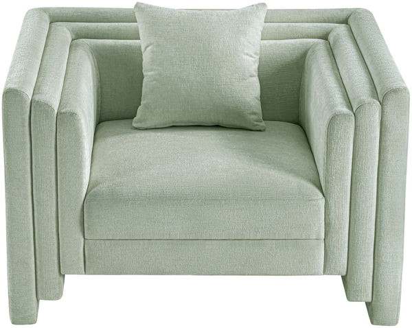 Meridian Furniture Everett Accent Chair with Plush Cushioning and Solid Wood Frame for Modern Living Spaces Mint Chenille Fabric 44068Mint-C
