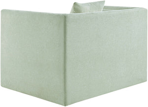 Meridian Furniture Everett Accent Chair with Plush Cushioning and Solid Wood Frame for Modern Living Spaces Mint Chenille Fabric 44068Mint-C