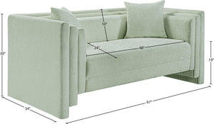 Meridian Furniture Everett Contemporary Chenille Sofa with Staggered Silhouette for Modern Living Rooms 44068Mint-L