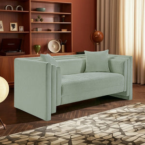 Meridian Furniture Everett Contemporary Chenille Sofa with Staggered Silhouette for Modern Living Rooms 44068Mint-L