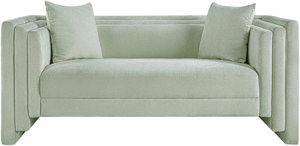 Meridian Furniture Everett Contemporary Chenille Sofa with Staggered Silhouette for Modern Living Rooms 44068Mint-L