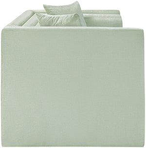 Meridian Furniture Everett Contemporary Chenille Sofa with Staggered Silhouette for Modern Living Rooms 44068Mint-L