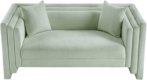 Meridian Furniture Everett Contemporary Chenille Sofa with Staggered Silhouette for Modern Living Rooms 44068Mint-L
