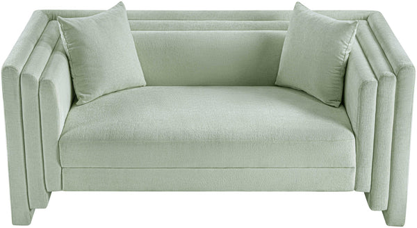 Meridian Furniture Everett Contemporary Chenille Sofa with Staggered Silhouette for Modern Living Rooms 44068Mint-L