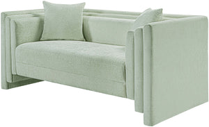 Meridian Furniture Everett Contemporary Chenille Sofa with Staggered Silhouette for Modern Living Rooms 44068Mint-L