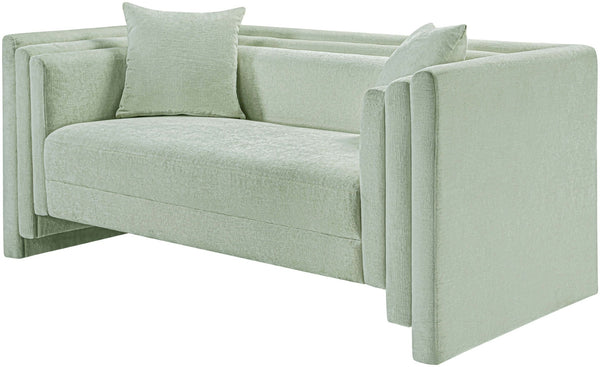 Meridian Furniture Everett Contemporary Chenille Sofa with Staggered Silhouette for Modern Living Rooms 44068Mint-L