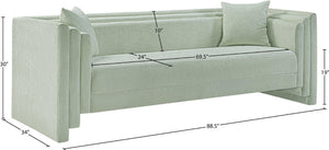 Meridian Furniture Everett Mint Chenille Upholstered Sofa with Solid Wood Frame and Modern Silhouette 44068Mint-S