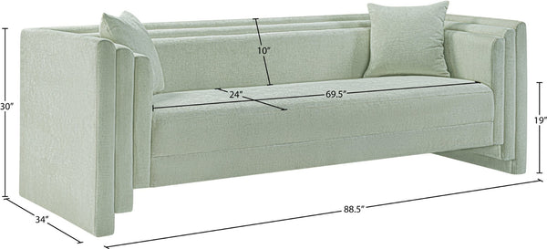 Meridian Furniture Everett Mint Chenille Upholstered Sofa with Solid Wood Frame and Modern Silhouette 44068Mint-S