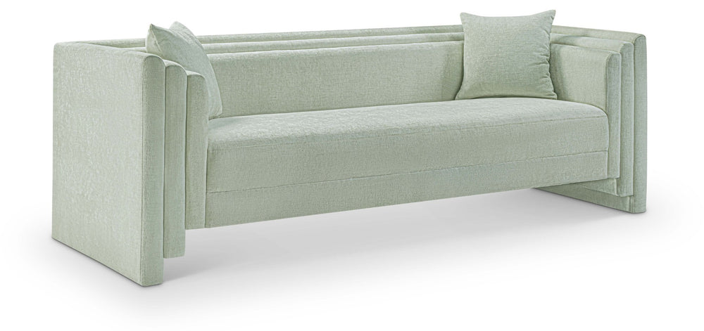 Meridian Furniture Everett Mint Chenille Upholstered Sofa with Solid Wood Frame and Modern Silhouette 44068Mint-S