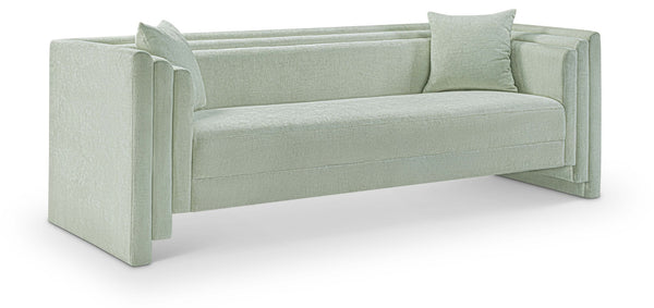Meridian Furniture Everett Mint Chenille Upholstered Sofa with Solid Wood Frame and Modern Silhouette 44068Mint-S