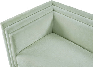 Meridian Furniture Everett Mint Chenille Upholstered Sofa with Solid Wood Frame and Modern Silhouette 44068Mint-S