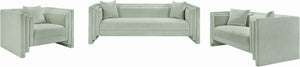 Meridian Furniture Everett Mint Chenille Upholstered Sofa with Solid Wood Frame and Modern Silhouette 44068Mint-S