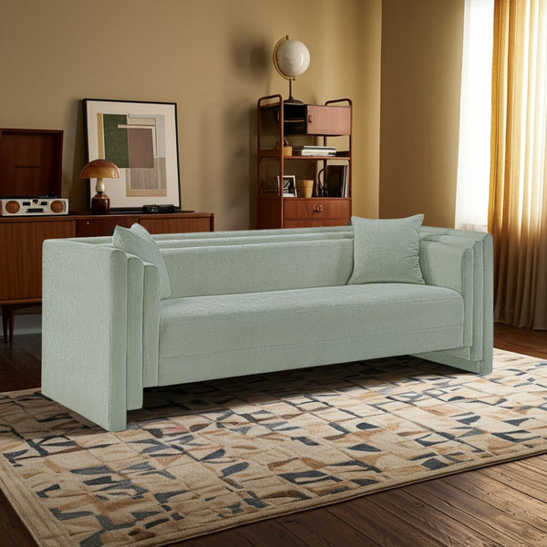 Meridian Furniture Everett Mint Chenille Upholstered Sofa with Solid Wood Frame and Modern Silhouette 44068Mint-S