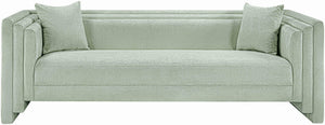 Meridian Furniture Everett Mint Chenille Upholstered Sofa with Solid Wood Frame and Modern Silhouette 44068Mint-S