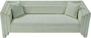 Meridian Furniture Everett Mint Chenille Upholstered Sofa with Solid Wood Frame and Modern Silhouette 44068Mint-S