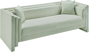 Meridian Furniture Everett Mint Chenille Upholstered Sofa with Solid Wood Frame and Modern Silhouette 44068Mint-S