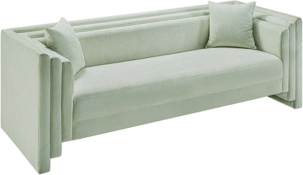 Meridian Furniture Everett Mint Chenille Upholstered Sofa with Solid Wood Frame and Modern Silhouette 44068Mint-S