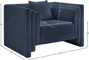 Meridian Furniture Everett Accent Chair with Plush Cushioning and Solid Wood Frame for Modern Living Spaces Navy Chenille Fabric 44068Navy-C