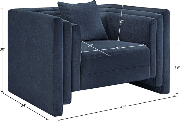 Meridian Furniture Everett Accent Chair with Plush Cushioning and Solid Wood Frame for Modern Living Spaces Navy Chenille Fabric 44068Navy-C