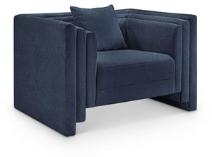 Meridian Furniture Everett Accent Chair with Plush Cushioning and Solid Wood Frame for Modern Living Spaces Navy Chenille Fabric 44068Navy-C