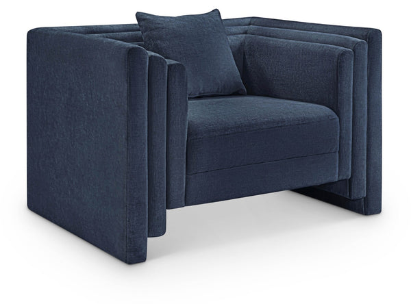 Meridian Furniture Everett Accent Chair with Plush Cushioning and Solid Wood Frame for Modern Living Spaces Navy Chenille Fabric 44068Navy-C