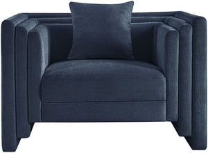 Meridian Furniture Everett Accent Chair with Plush Cushioning and Solid Wood Frame for Modern Living Spaces Navy Chenille Fabric 44068Navy-C