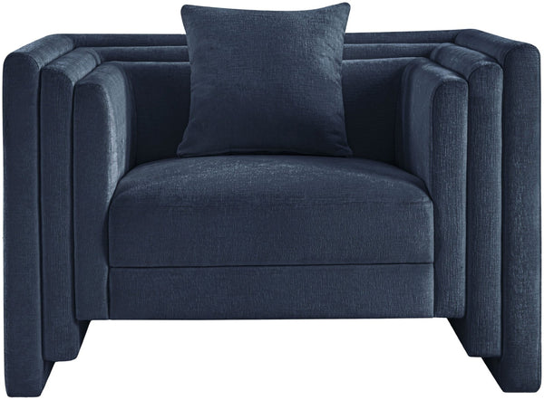 Meridian Furniture Everett Accent Chair with Plush Cushioning and Solid Wood Frame for Modern Living Spaces Navy Chenille Fabric 44068Navy-C