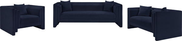 Meridian Furniture Everett Accent Chair with Plush Cushioning and Solid Wood Frame for Modern Living Spaces Navy Chenille Fabric 44068Navy-C