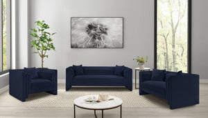 Meridian Furniture Everett Accent Chair with Plush Cushioning and Solid Wood Frame for Modern Living Spaces Navy Chenille Fabric 44068Navy-C